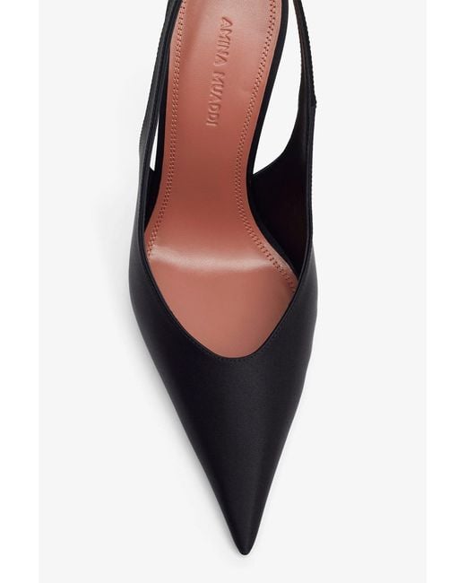 AMINA MUADDI White Anok Sling 105 Black Satin Pumps