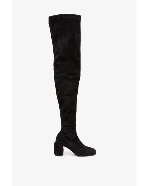 Christian Louboutin Minny 70 Black Suede Over Knee Boots