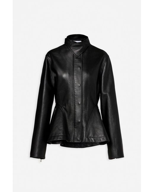 Alaïa Peplum Black Leather Jacket