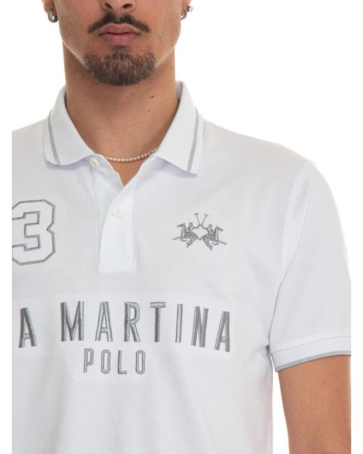 Polo in cotone piquet Yeshayahu di La Martina in White da Uomo