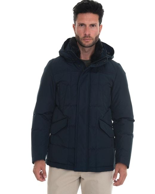 Woolrich Fur Blizzard Field Jacket Quilted Jacket Blue for Men | Lyst