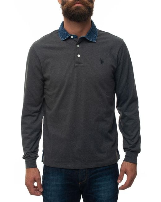 long sleeve gray polo