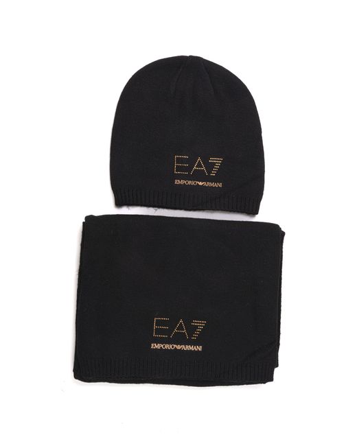 Set guanti e sciarpa di EA7 in Black