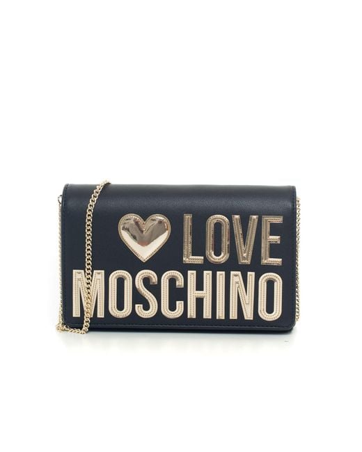 Kwelling Rustiek Vlieger Love Moschino Small Bag Nero/oro Polyurethane in Black - Lyst