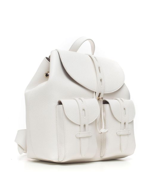 small white leather backpack