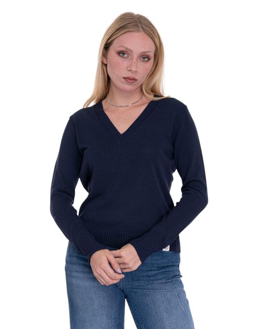 Pullover collo a V Janvi di Peuterey in Blue