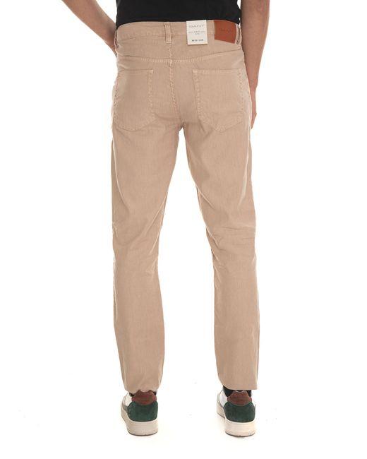 Pantalone 5 tasche di Gant in Natural da Uomo