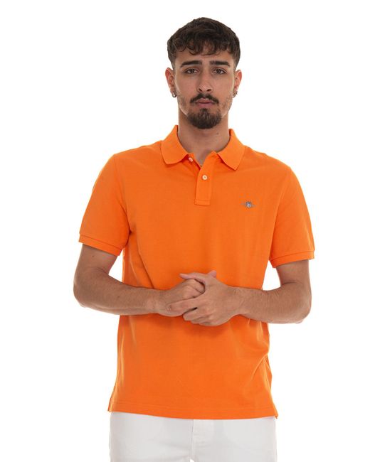 Polo manica corta di Gant in Orange da Uomo