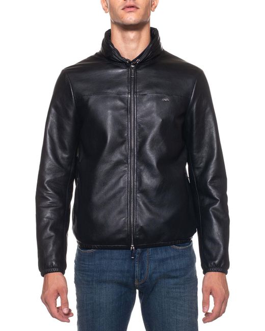 black leather harrington jacket