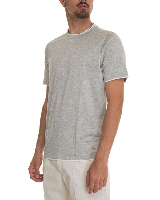 T-shirt girocollo mezza manica di Gran Sasso in Gray da Uomo