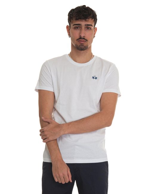 T-shirt girocollo mezza manica Serge di La Martina in White da Uomo