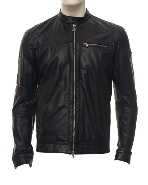 Peuterey Saguarod06 Biker Jacket Blue Leather for Men | Lyst