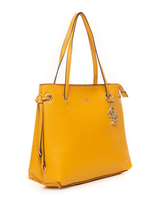 Guess Digital Shopper Bag Yellow Polyurethane - Lyst