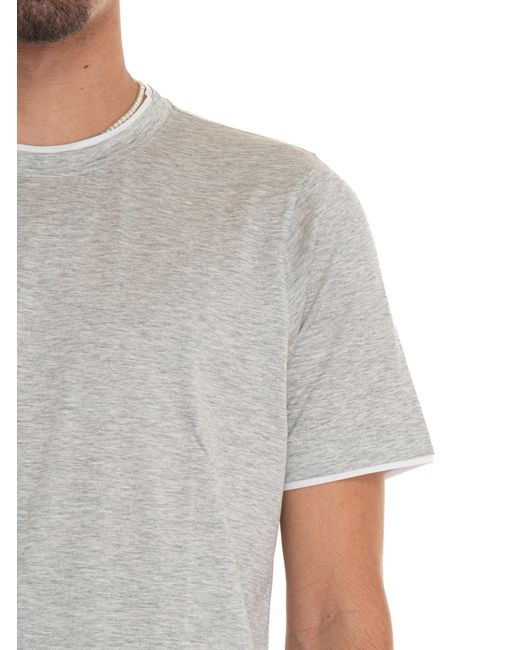 T-shirt girocollo mezza manica di Gran Sasso in Gray da Uomo