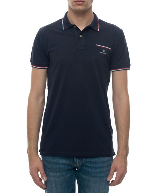 GANT Polo Shirt With Breast Pocket Blue Cotton for Men - Lyst