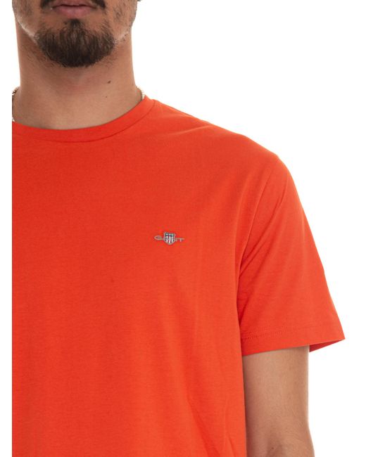T-shirt girocollo mezza manica di Gant in Red da Uomo