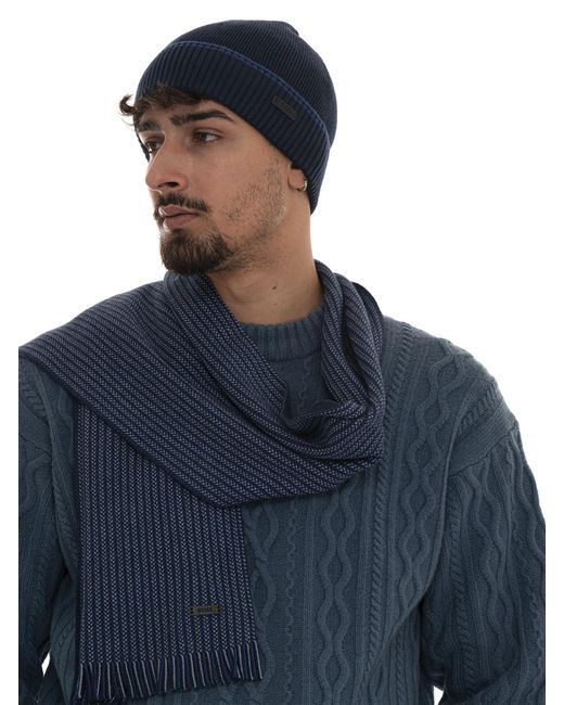 Set Sciarpa e Cappello ERNESTO-SET di Boss in Blue da Uomo