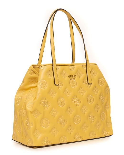 Guess Vikky Tote Shoulder Bag Yellow Polyurethane - Lyst