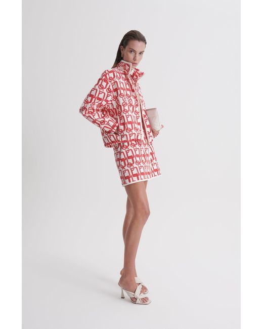 Scanlan Theodore Red Chain Print Funnel Jacket