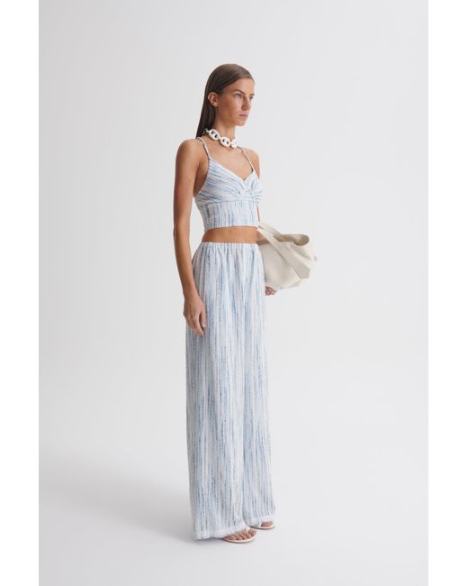 Scanlan Theodore Blue Boucle Soft Trouser