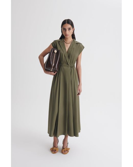Scanlan Theodore Parachute Cotton Cap Sleeve Dress in Green | Lyst