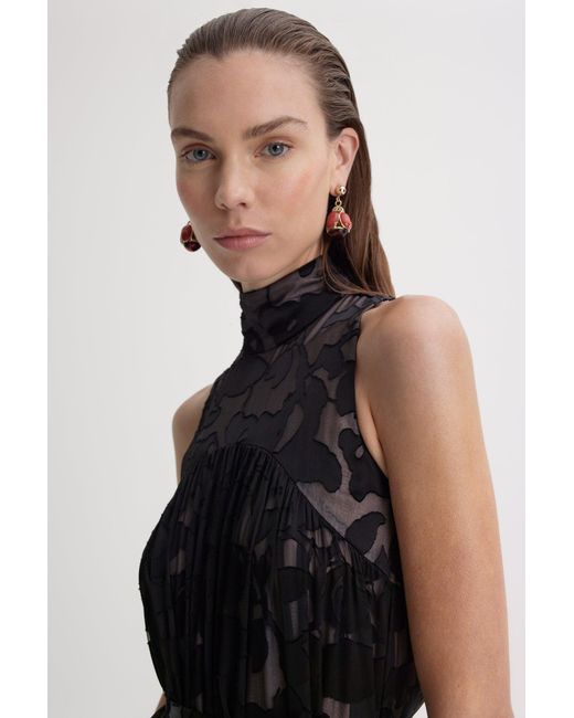 Scanlan Theodore Silk Burnout Satin Dress in Black | Lyst