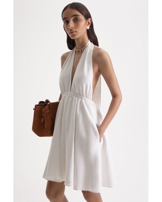 Scanlan Theodore White Linen Halter Mini