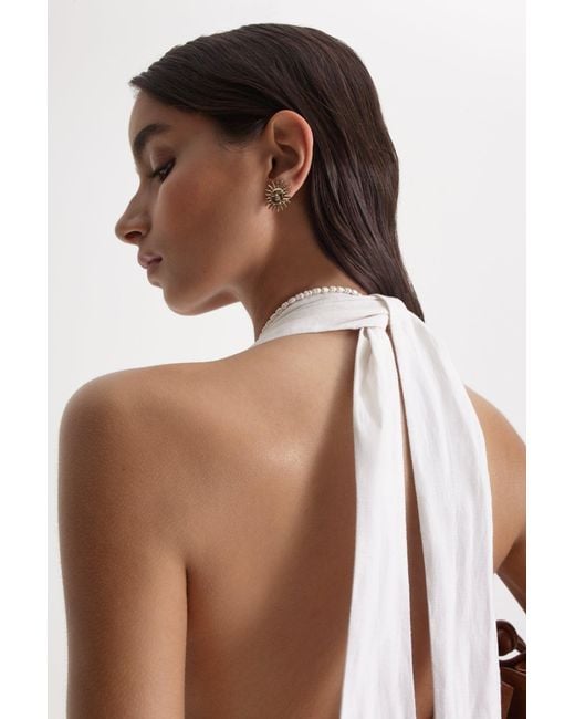 Scanlan Theodore White Linen Halter Mini