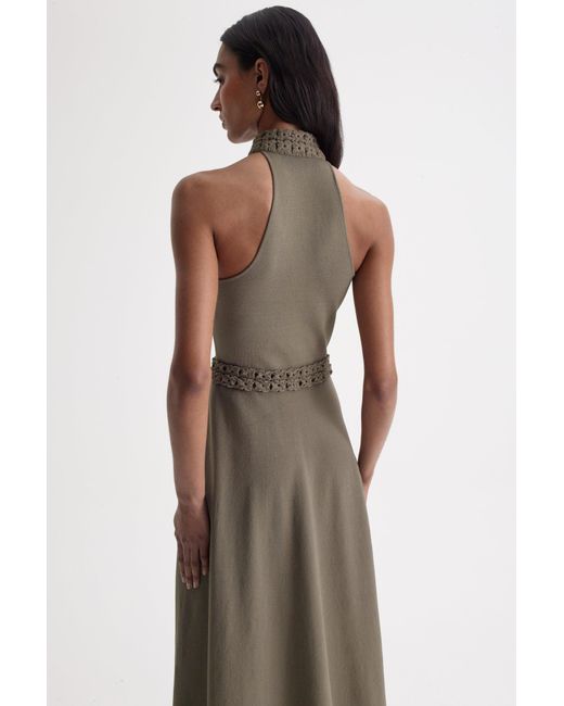 scanlan theodore crepe knit daisy dress Scanlan Theodore - Crepe Knit Daisy Neck Dress - Women's Crepe Knit A-Line Dress - White