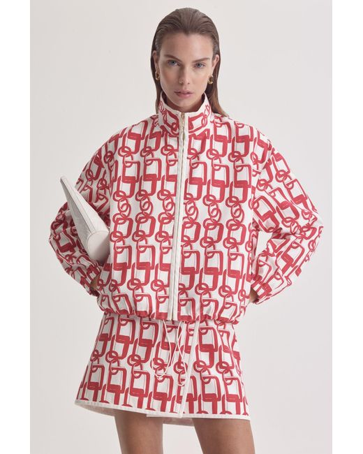 Scanlan Theodore Red Chain Print Funnel Jacket