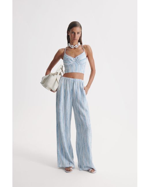 Scanlan Theodore Blue Boucle Soft Trouser