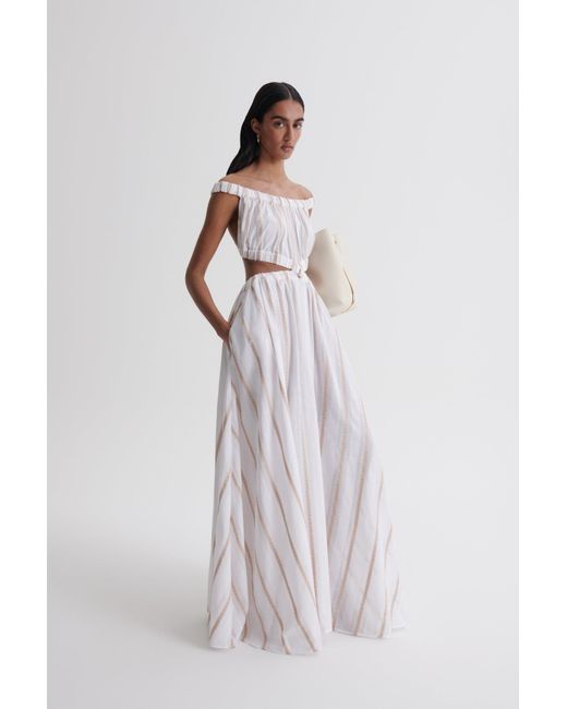 Scanlan Theodore Stripe Braided Gathered Dress in White | Lyst