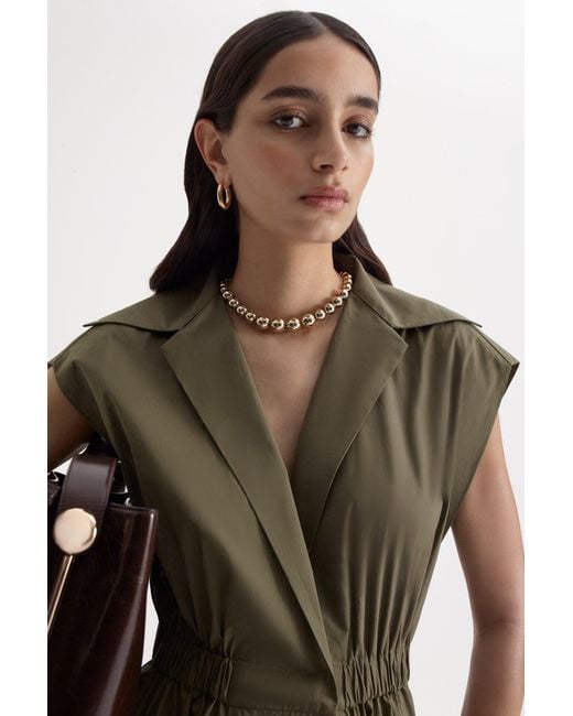 scanlan theodore green dress Scanlan & Theodore - Olive Crepe Knit Button Polo Dress main image 0