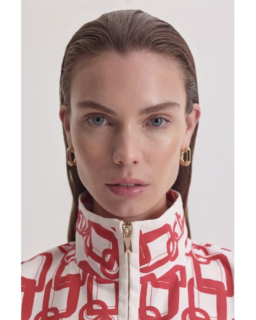 Scanlan Theodore Red Chain Print Funnel Jacket