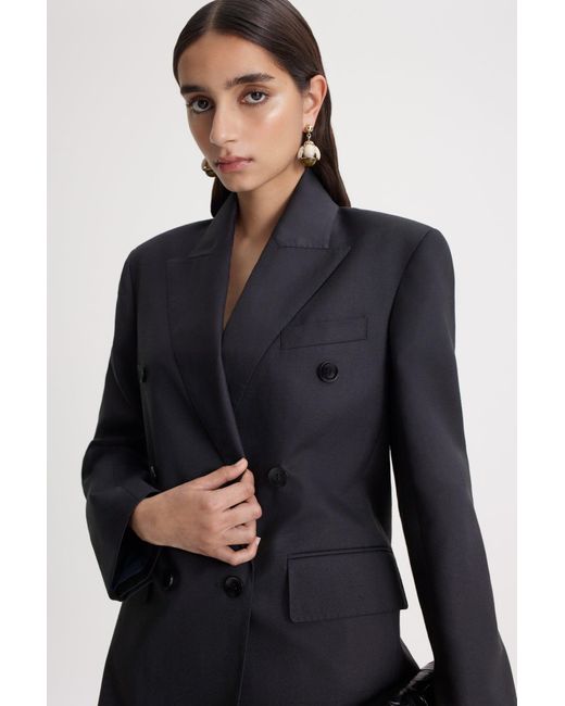 Scanlan Theodore Blue Linen Double Breasted Jacket