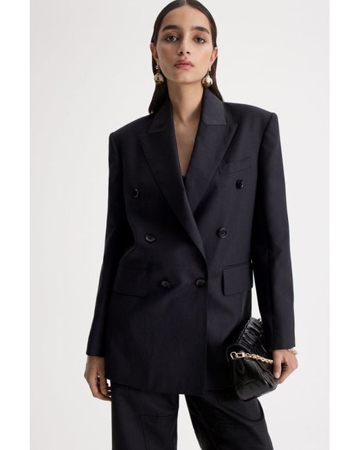 Scanlan Theodore Blue Linen Double Breasted Jacket