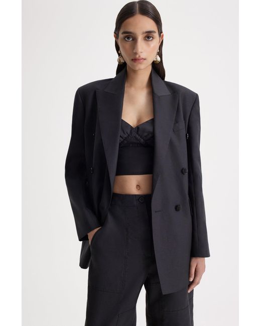 Scanlan Theodore Blue Linen Double Breasted Jacket