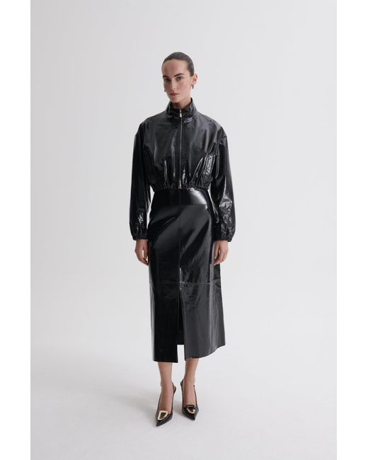 Scanlan Theodore Funnel Neck Leather Jacket in Black | Lyst