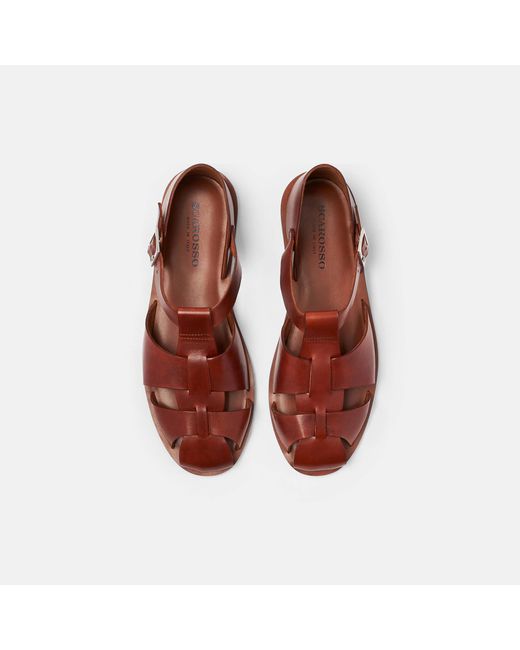 Scarosso Red Apollo Cognac Sandals for men