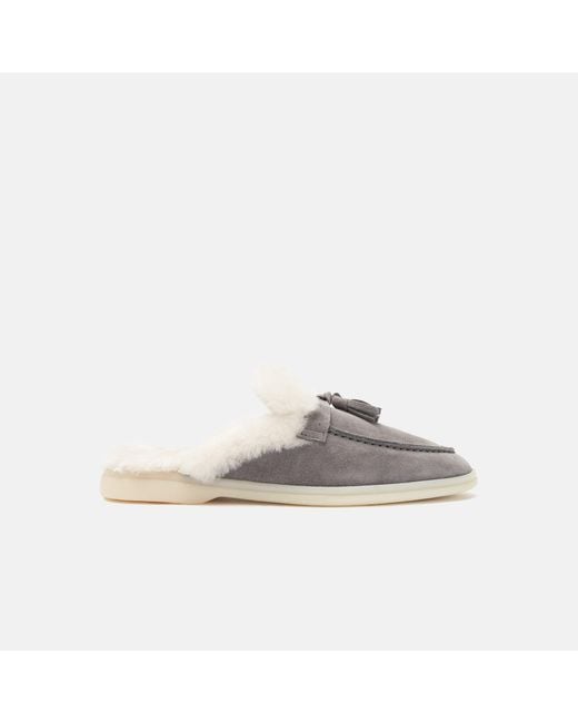 Scarosso Black Lucrezia Fur Grey Suede Mules