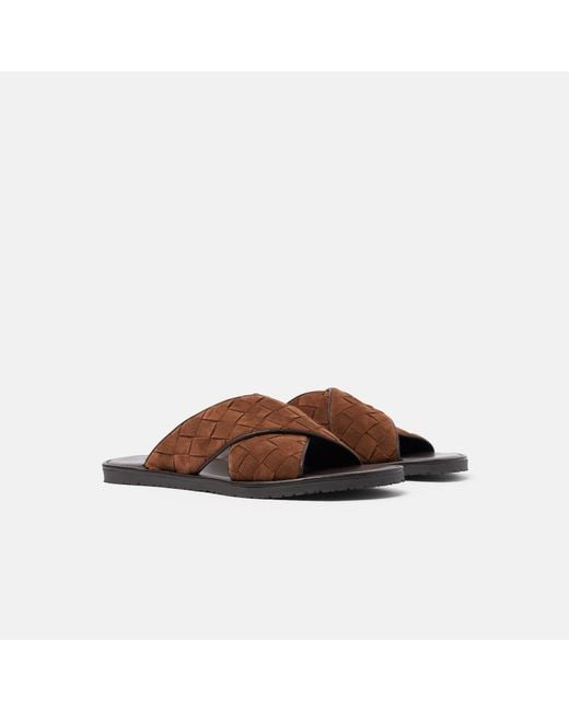 Scarosso Brown Ettore Suede Woven for men