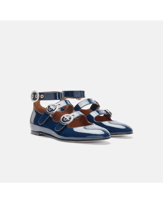 Scarosso Blue Linda Ii Prune Patent Ballerinas