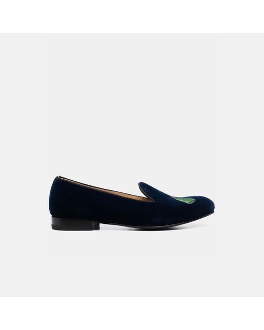 Scarosso Daisy Blue Velvet Loafers & Flats