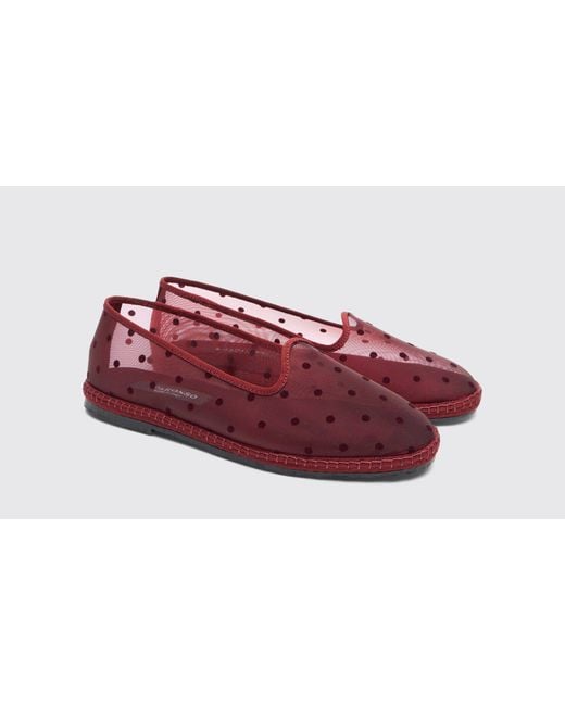 Scarosso Red Slippers Valentina Bordeaux Mesh Mesh
