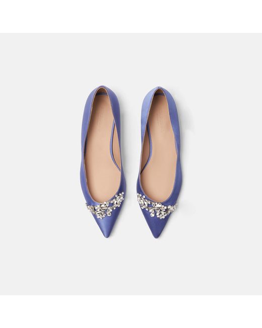 Scarosso Blue Iris Violet Satin Ballerinas