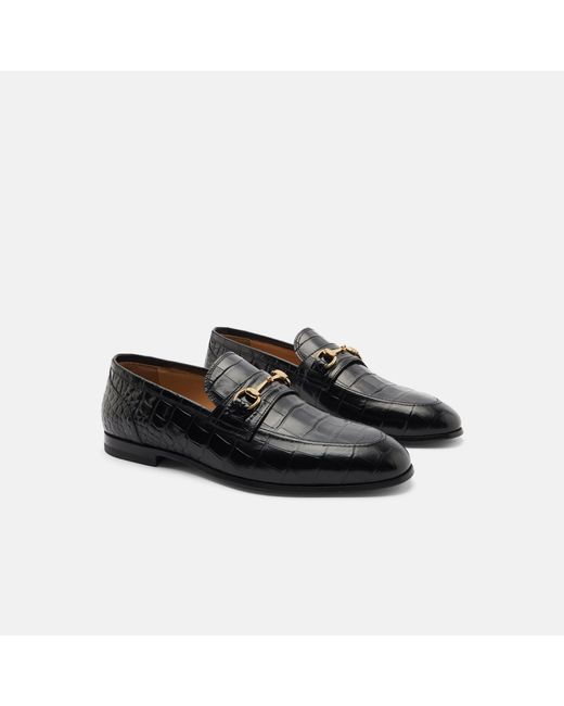 Scarosso Alessandro Black Croco Loafers for men