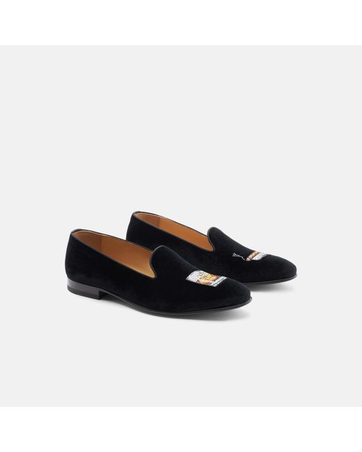Scarosso Tom Black Velvet Slippers for men
