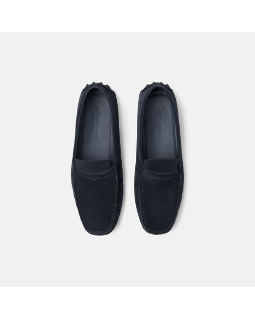 Scarosso Michael Blue Suede Driving Shoes for men