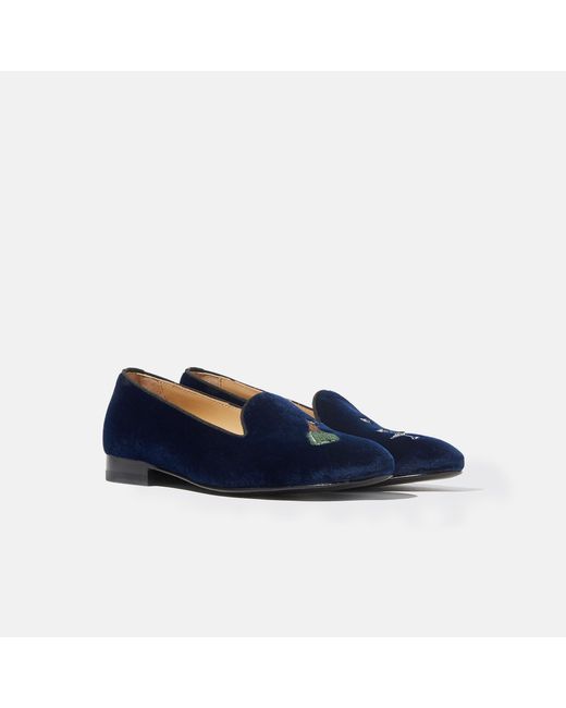 Scarosso Daisy Blue Velvet Loafers & Flats