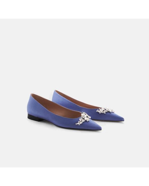 Scarosso Blue Iris Violet Satin Ballerinas